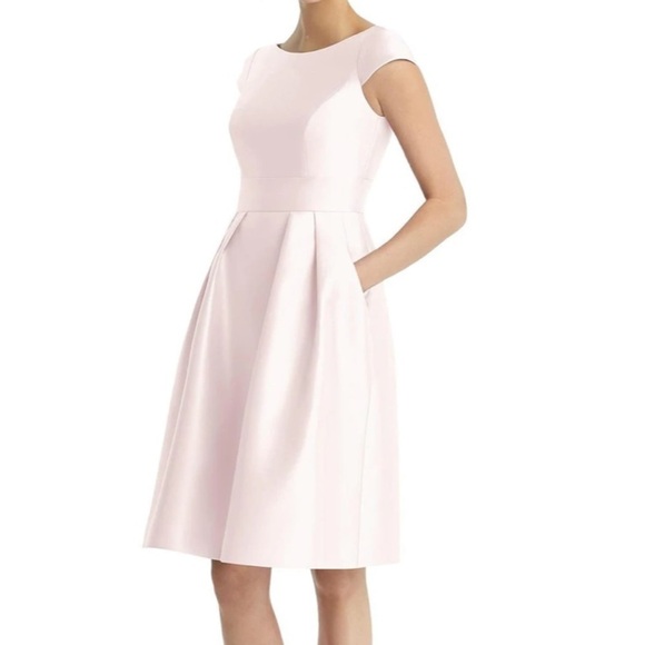 𝅺ALFRED Sung cap sleeve pleated cocktail dress blush pink 4
